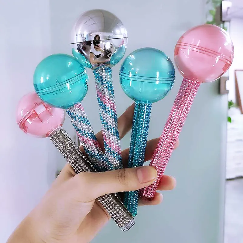 New empty plastic lollipop jewel shape lipstick container luxury lip gloss tube ball lip balm container