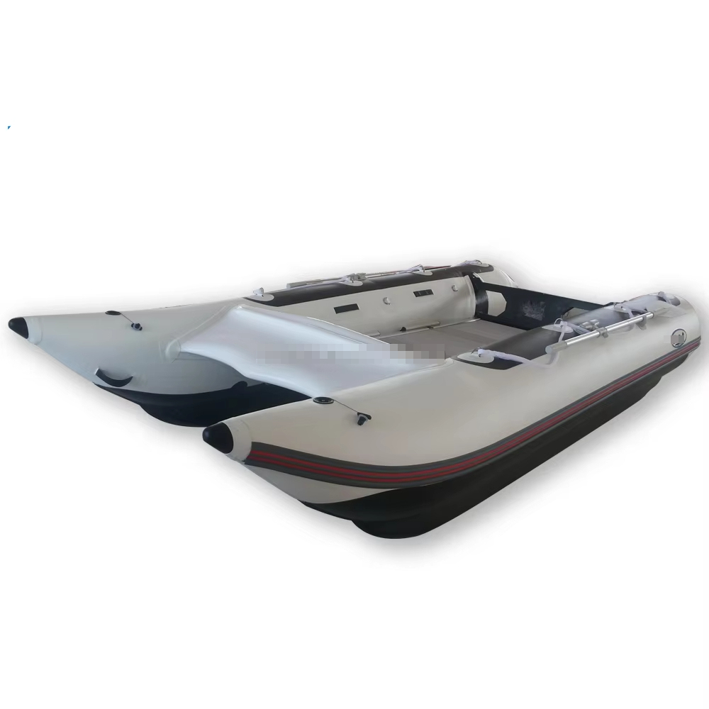 CNWAGNER High-Speed Sport Yacht Aluminum Hull Catamaran Inflatable Boats with Outboard Engine Fiberglass Hull Material