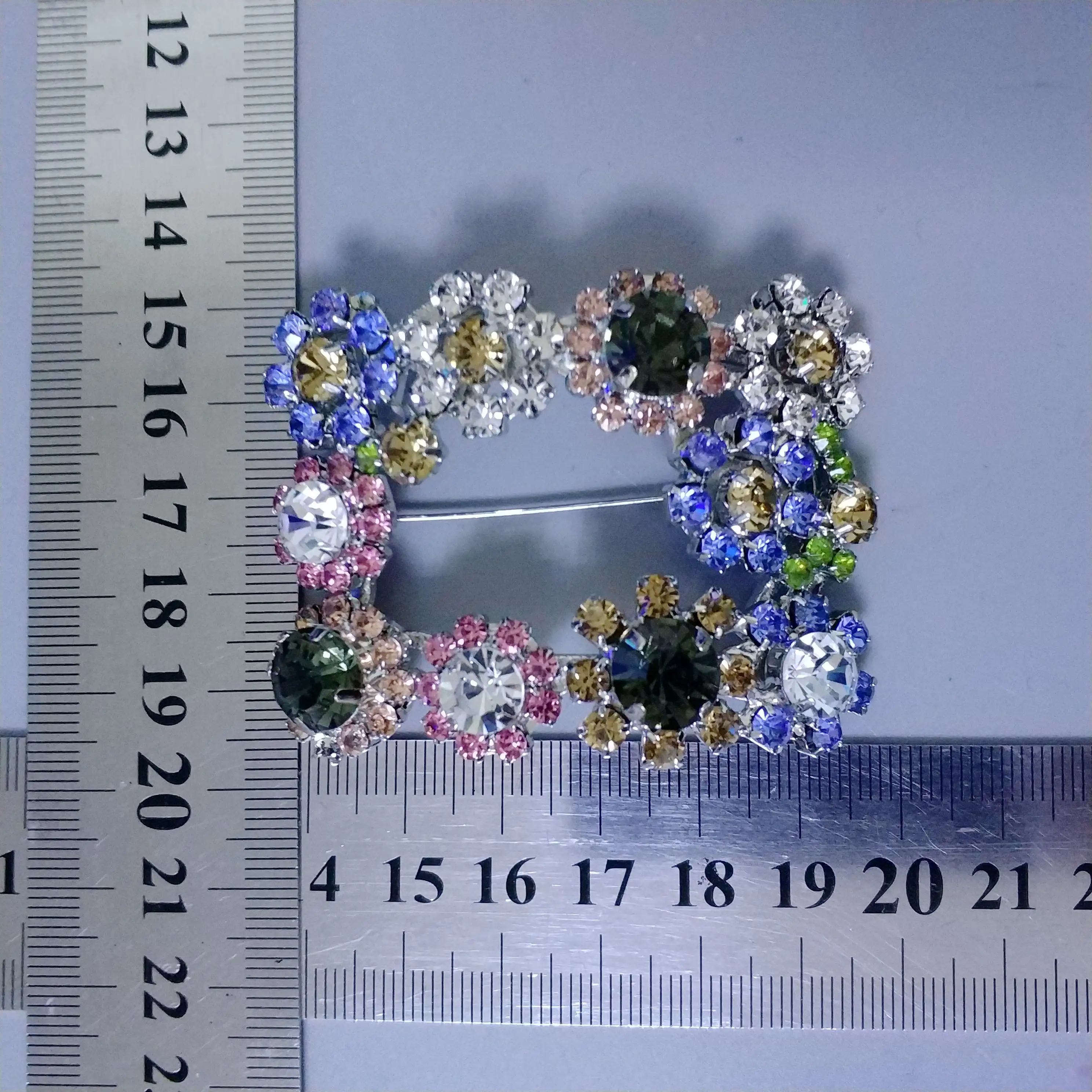custom fashion flower crystal rhinestone colourful buckle for shoes