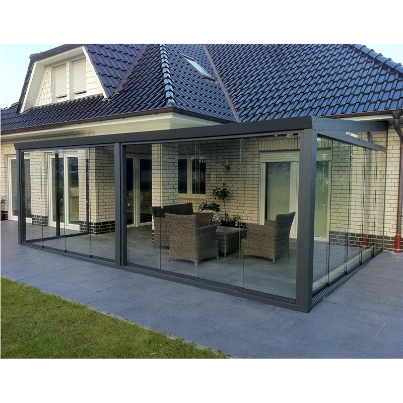 Netherlands Hot Sale Sun House with Sliding Open Style Aluminum Wintergarten Glass Roof for Outdoor Veranda Sunroom