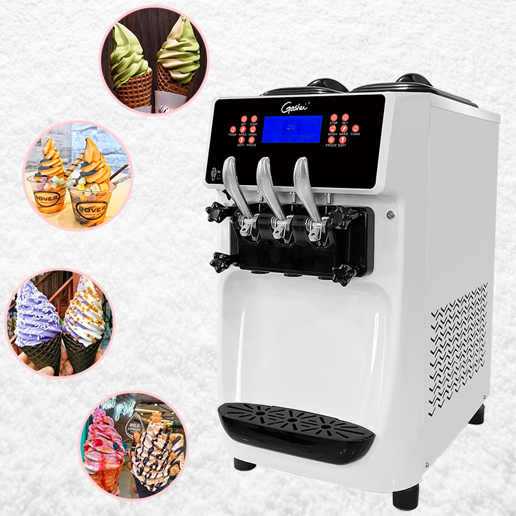 2022 Goshen Newest Popular Design Double System Italian Commercial Mini Table Top Soft Serve Ice Cream Maker Making Machine