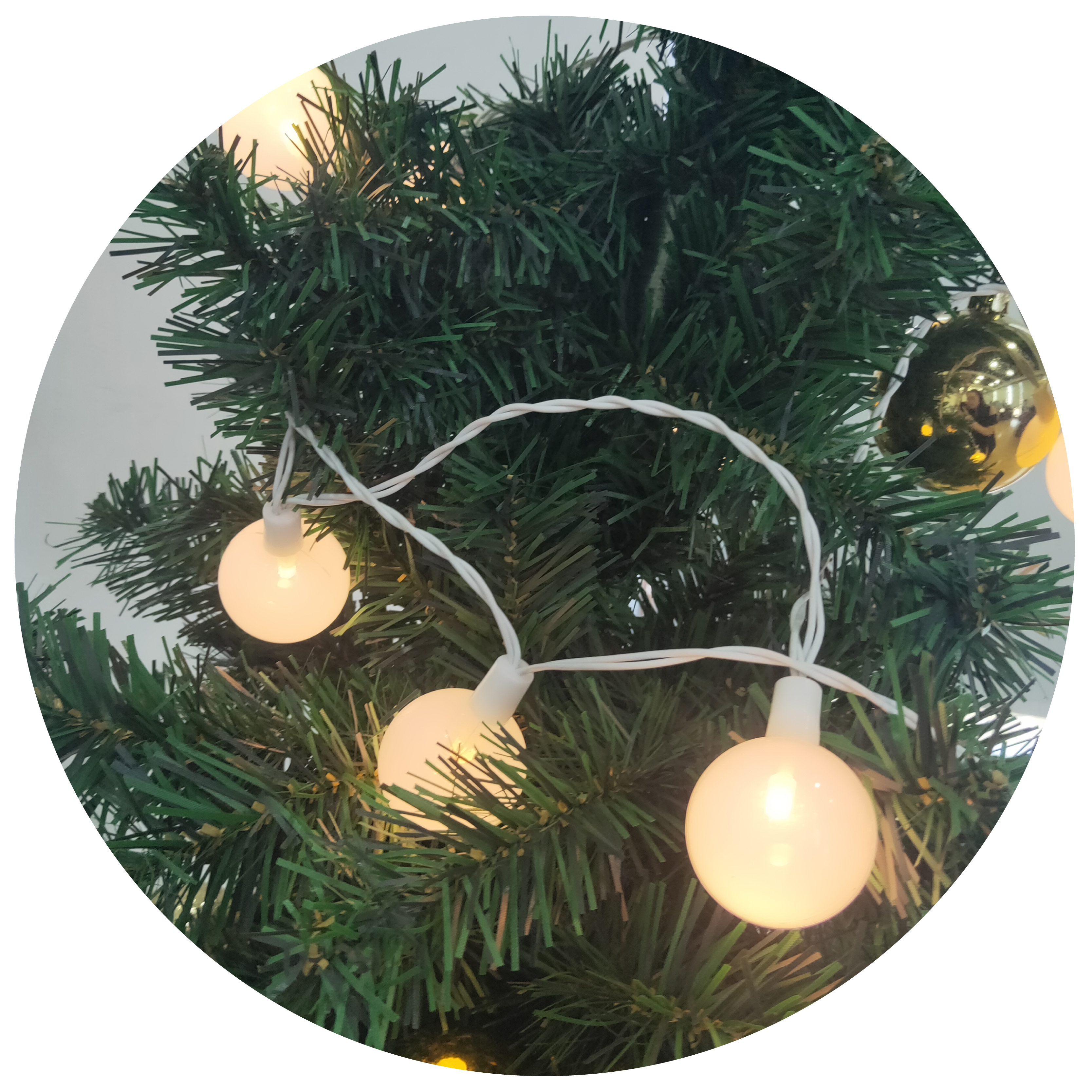 Valentines Day Decor 10LT LED Lights String White Globe Ball Shape Warm White Color With Timer Control