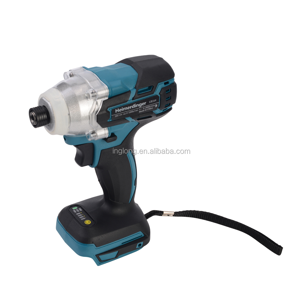 Electric cordless and brushless impact power drill driver without battery
