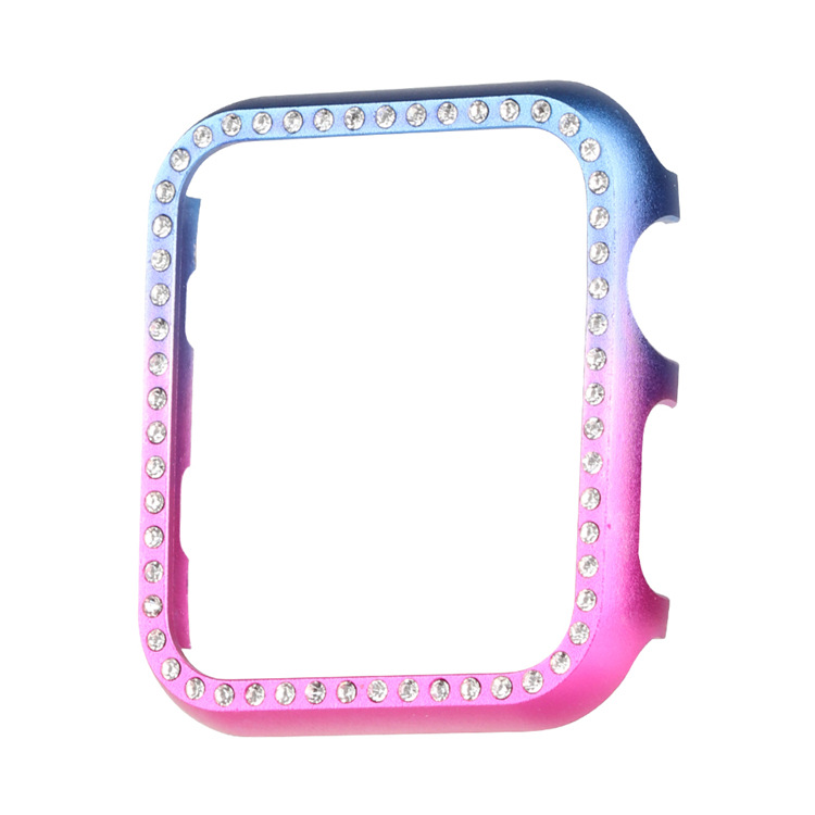 Rainbow Bling Diamond Luxury Metal Aluminum Watch Cover Frame Watch Case For Apple 38mm 40mm 42mm 44mm