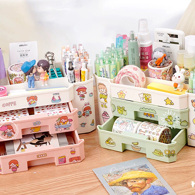 Desk Plastic Stationary Organizer Desk Organizer With Drawers Storage Box