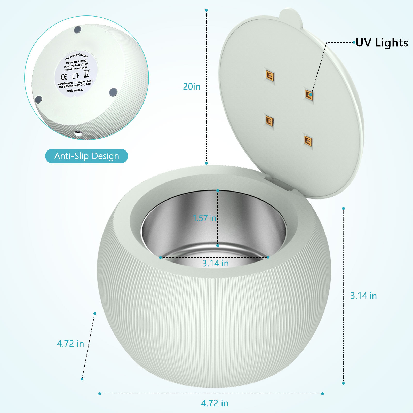 Cheap High Quality Multi Function Rechareble Portable Ultrasonic Cleaner Vibration Wash Jewelry Ring Mini UV Cleaner