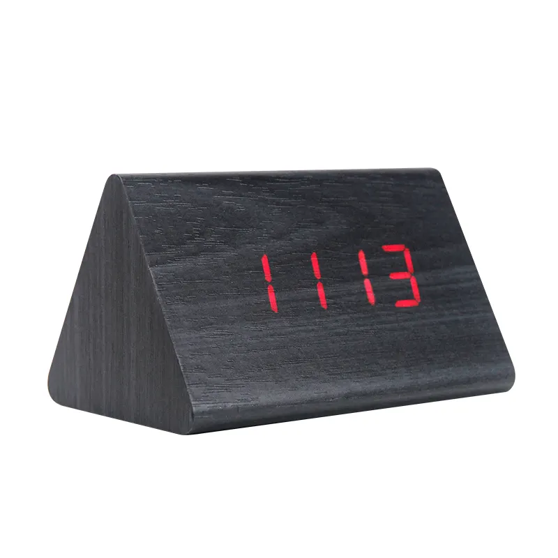 Amazon Hot Modern Backlight Acoustic Control Table Clock USB Charging Wood Digital Alarm Clock Kids LCD Desk & Table Clocks