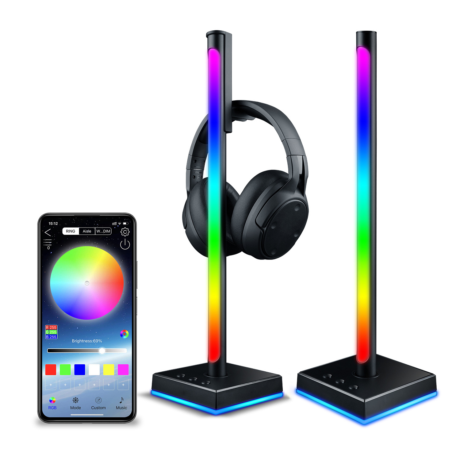 Цветная (RGB игровая гарнитура подставка держатель с Интеллектуальное управление приложениями осветительная вышка 3 порта type-c для наушников кронштейн