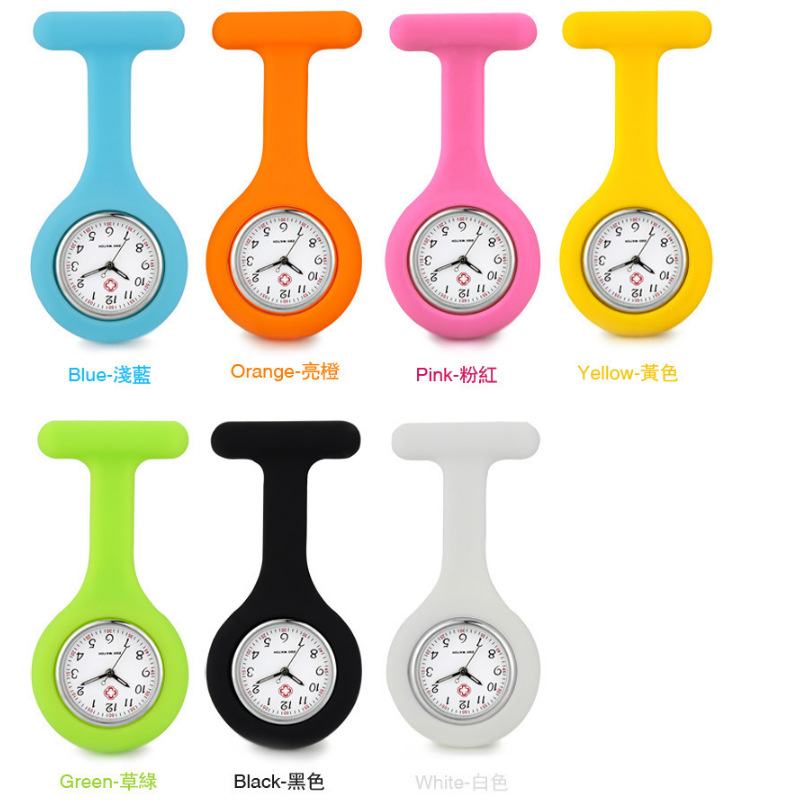 Silicone Colorful Nurse Watch Breast Brooch Watch Pocket Quartz Fob Brooch Doctor Nurse Watch