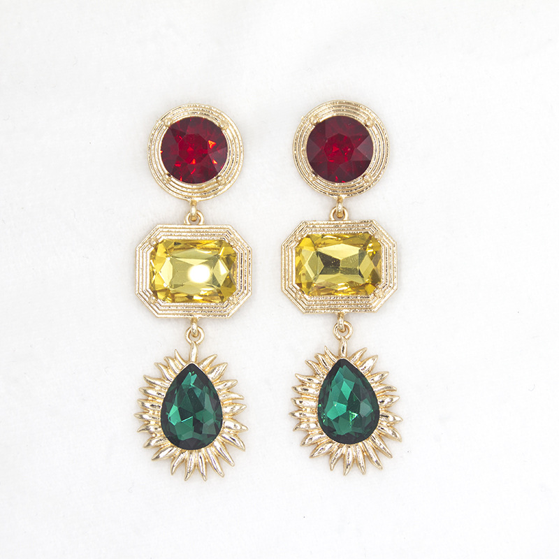 Mixed Charm Color Resin Earrings Bohemia Alloy Gold Plated Earrings Jewelry Pendant Earrings Women Girl E0713