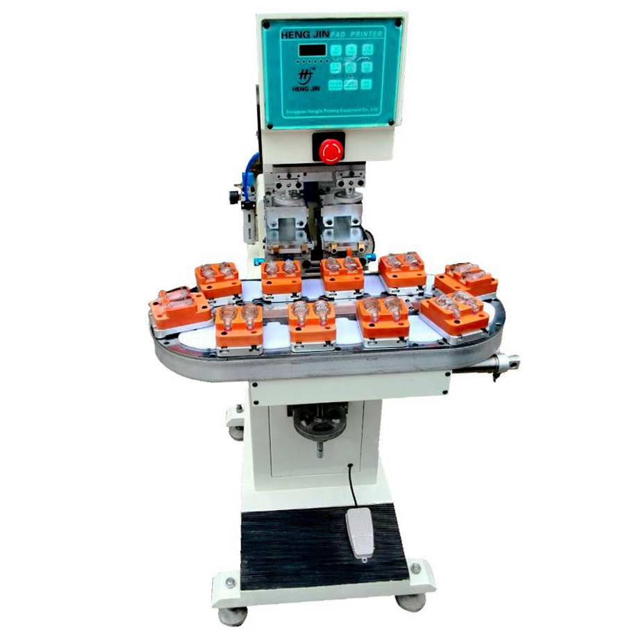 Pneumatic 2 color rotary table tampo printing machine for sale 2 colors logo pad printer HP-160BZ
