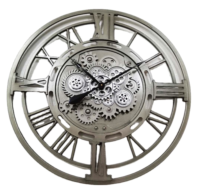 High Quality wall art COG clocks gear moving big clock french hollow out classic