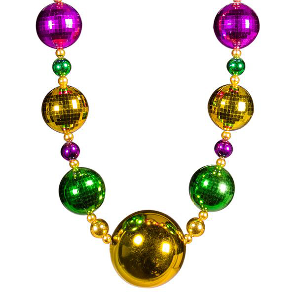 Bulk Metallic Gold Purple Green Big Ball Beaded Necklaces Mardi Gras Accessories for Party Throws Masquerade Favors