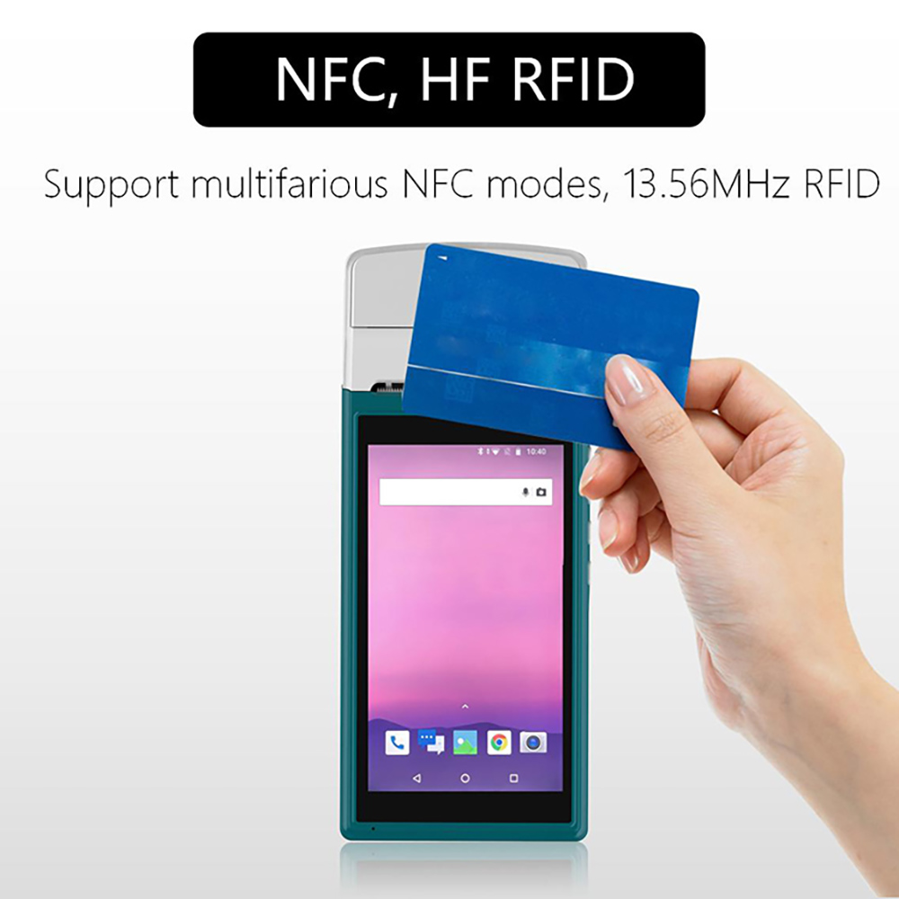 Прочный портативный Android планшет PDA POS с 5,5 дюймовым сенсорным экраном Мобильный POS 4G Lte RFID считыватель GPS NFC Встроенный термопринтер