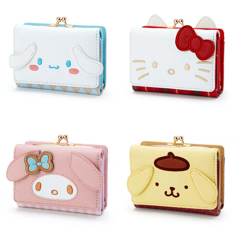 Новинка 2023, короткий Стильный маленький кошелек Sanrio из искусственной кожи на молнии, кошелек Kuromi