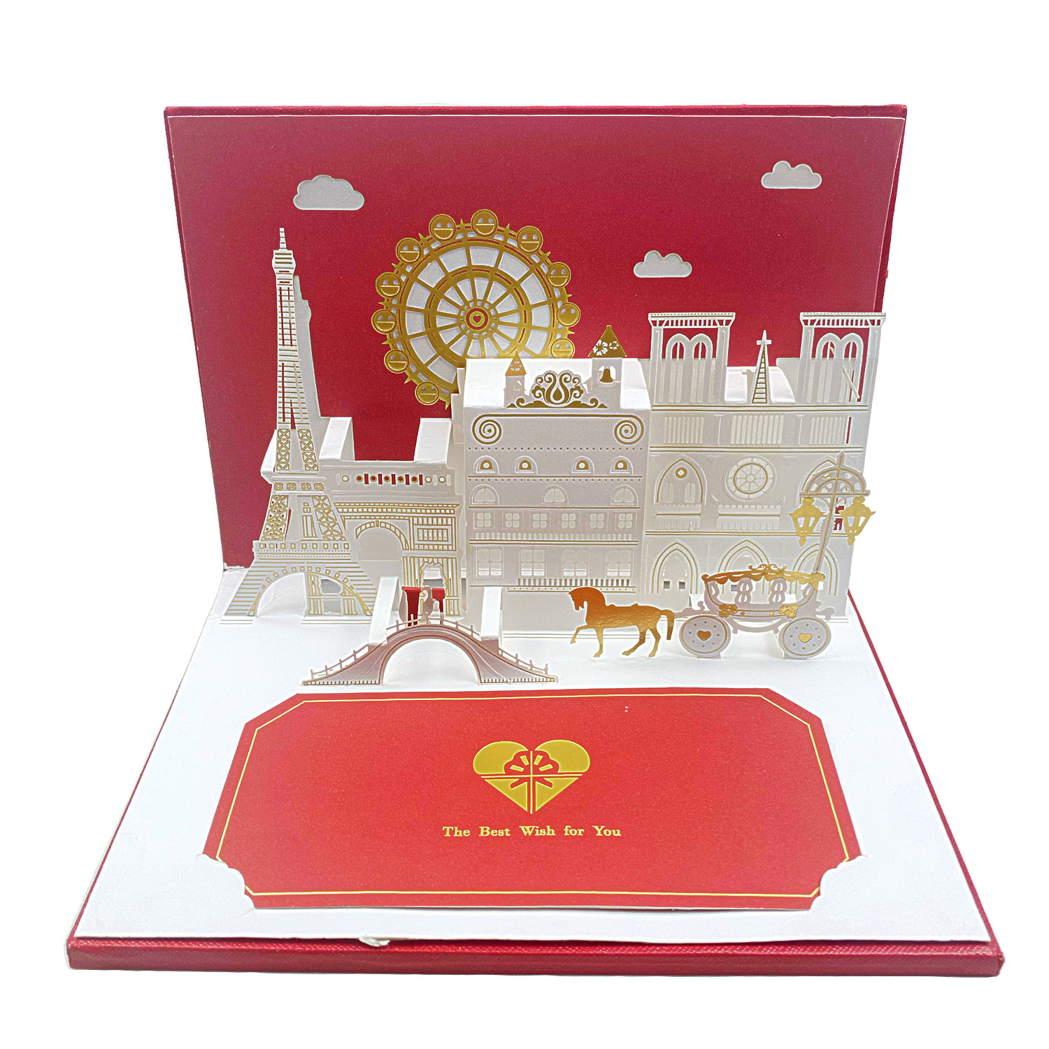 greeting cards Musical Pop Up Greeting Wedding Cards Thank You Gift Red Customize Paper Christmas Holiday Rohs