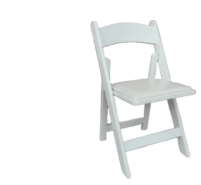 Solid wood white folding chairs with padded seat