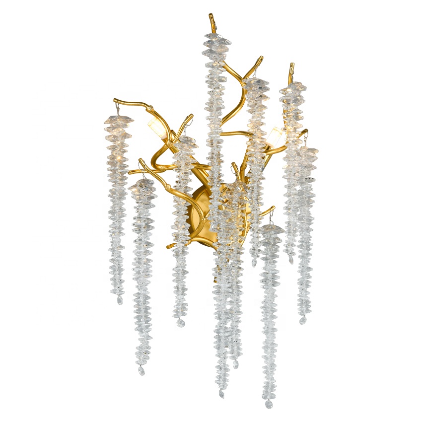 LED Wall Lamp tree branch chandelier Nordic Post Modern for Restaurant Clear Luminous Light Body Golden Item