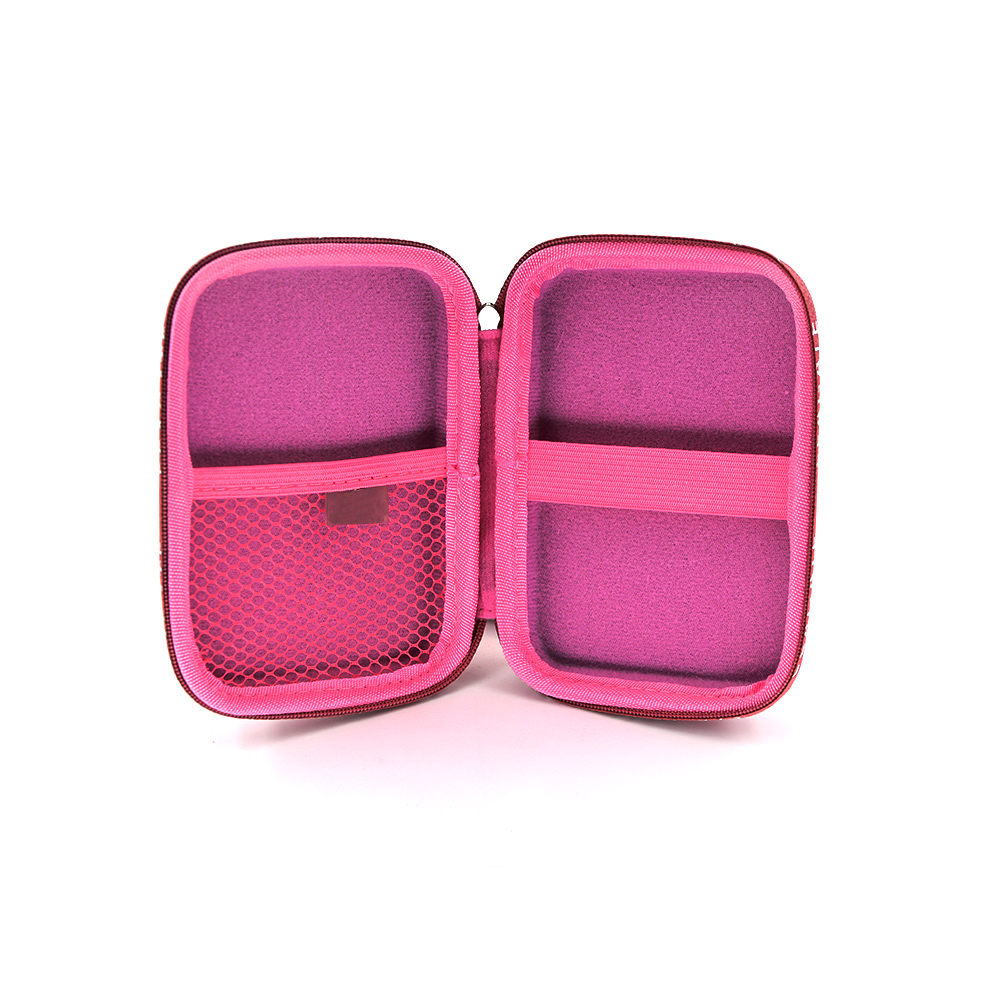 Electronics Hard Disk Case Internal Soft Velvet Pink Color Snowy Fabric External Hard Disk EVA Case