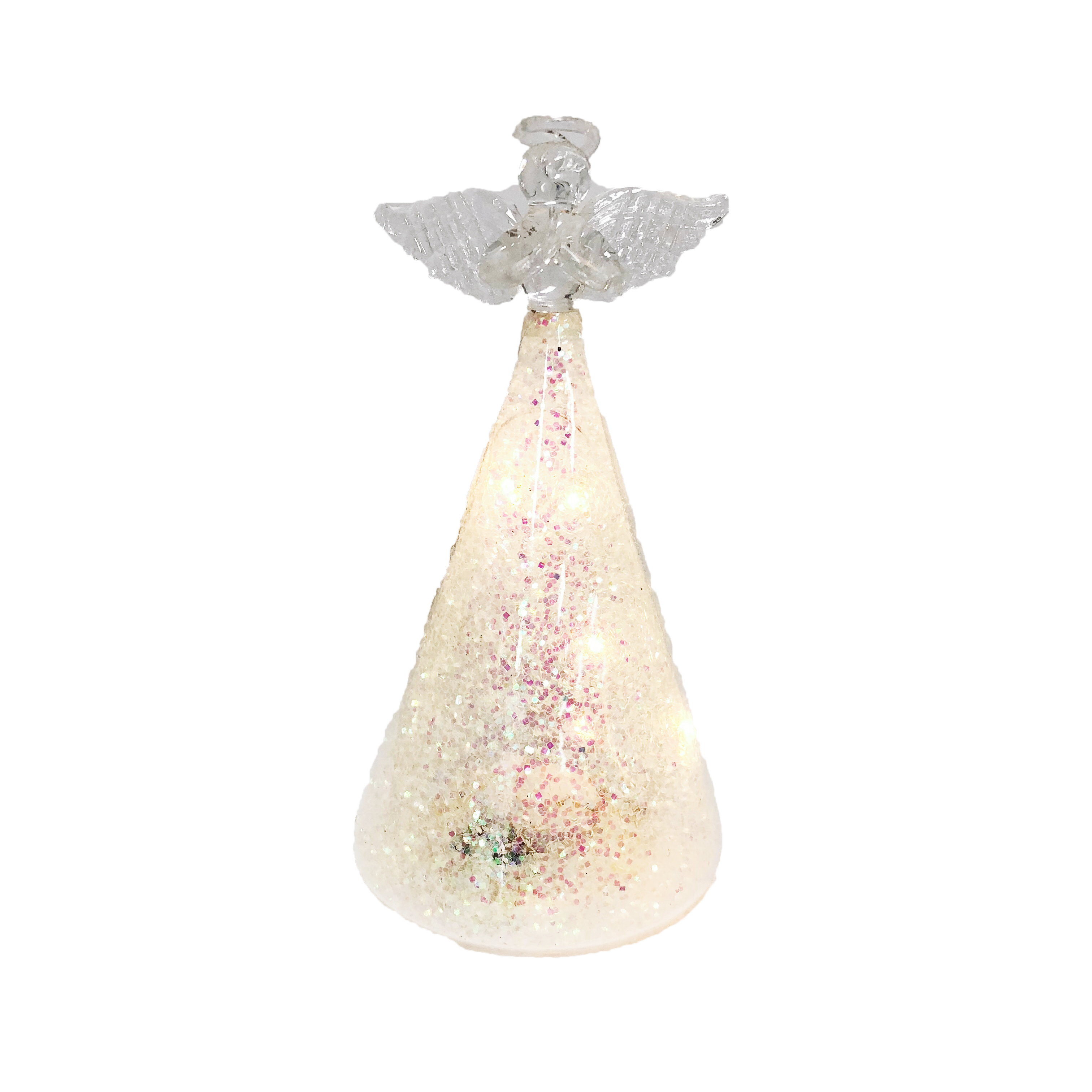 Newish dia7 * 14CM5L теплый светодиодный стеклянный Ангел с блестками Рождественский стеклянный Ангел со светодиодной подсветкой