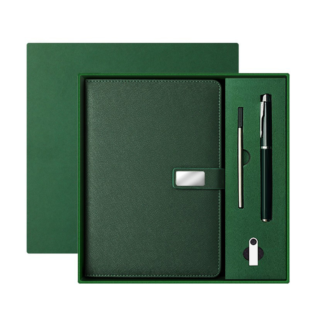 Small MOQ Customized Logo Luxury A5 A6 Pu Cover Corporate Gift Business Notebook Journal Set Box With Pen USB Gift Set
