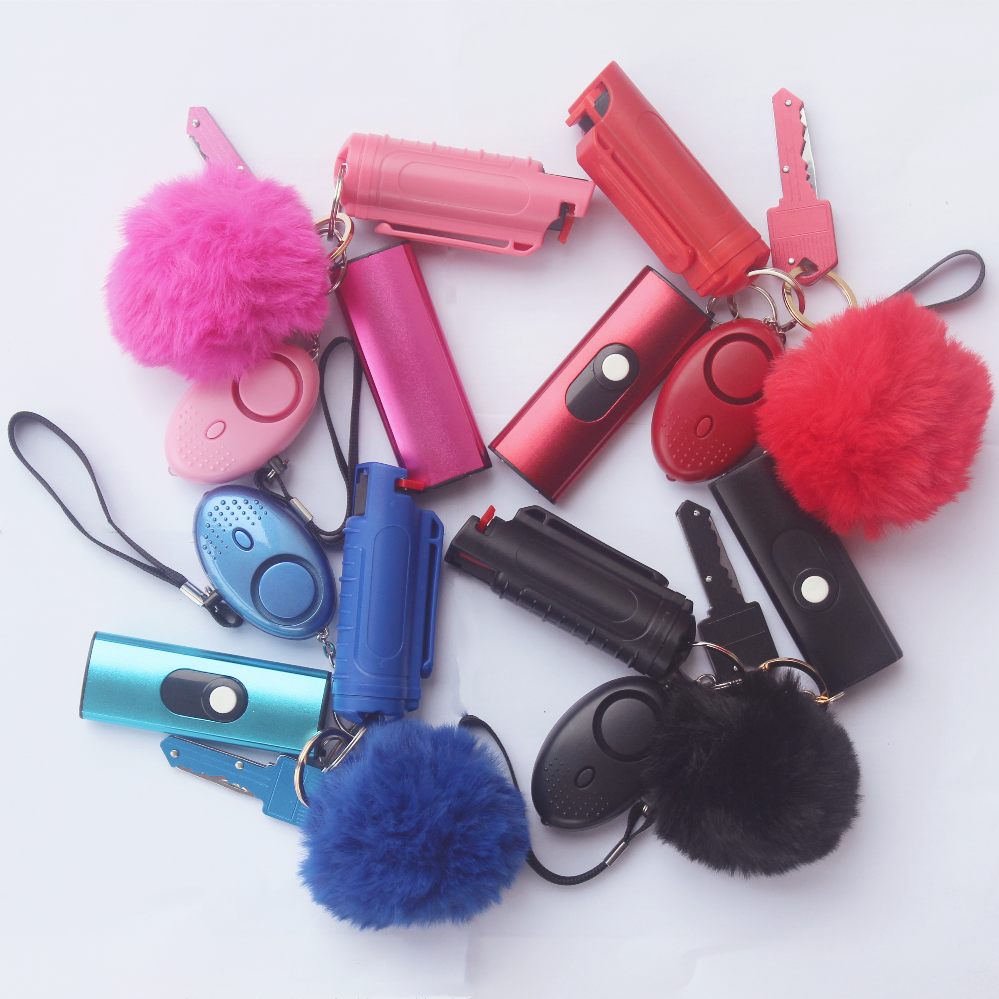 self defense keychain set self defense product flashlight alarm Key knife fut balls pepper spray Self defense supplies