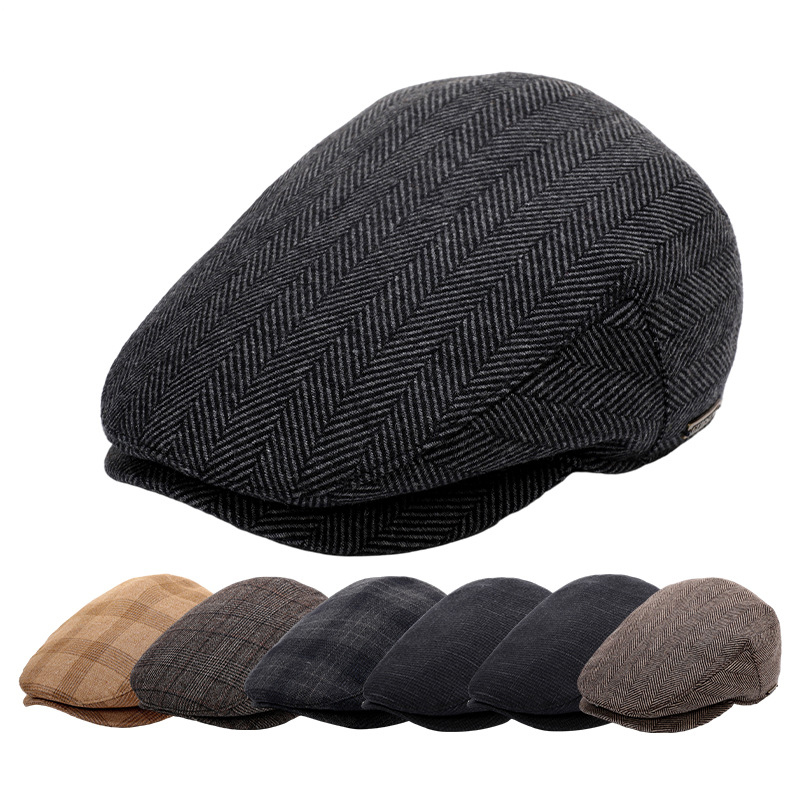 Autumn Winter Warm Thicken Cashmere Stripe Wool Beanie Hat Cute Hemming Knitted Hats For Women