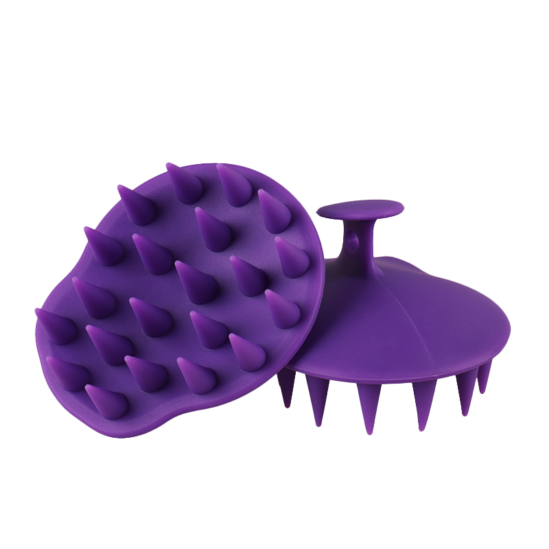 Custom Color & Logo Thin Hair Scrub Brush Recyclable Full Silicone Hair Brush Scalp Massager Patented Product