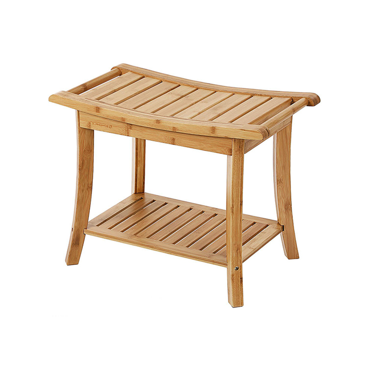 Portable Spa Bathing Stool With Towel Shelf And Handles Bamboo Shower Bench Seat