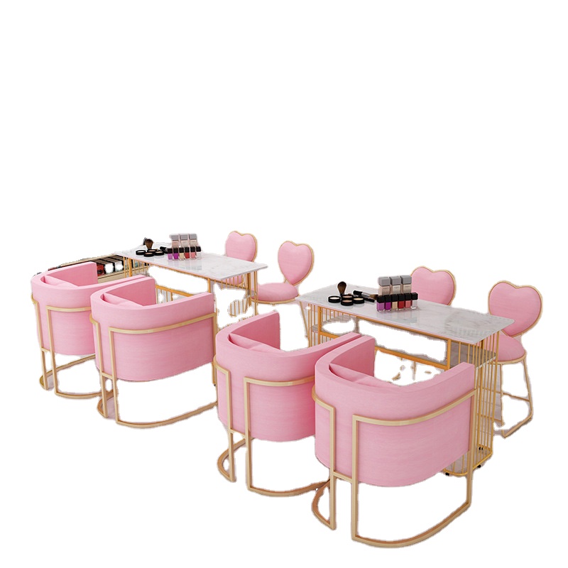 European Luxury Modern Simple Style Salon Nail Table set with Work Chairs manicure table sale