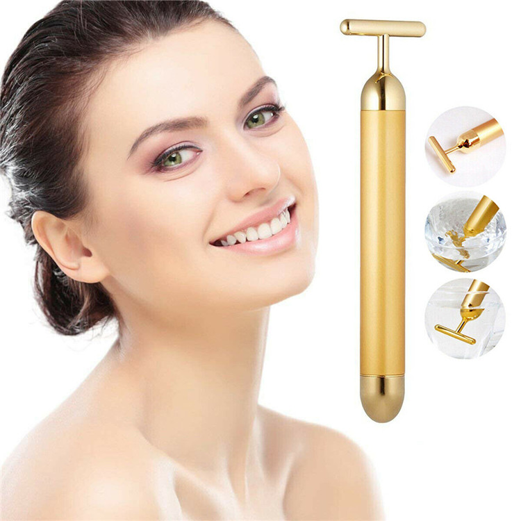 24K Gold Beauty Bar ролик для лица Вибрация для лица Уход за кожей массаж лифтинг лица