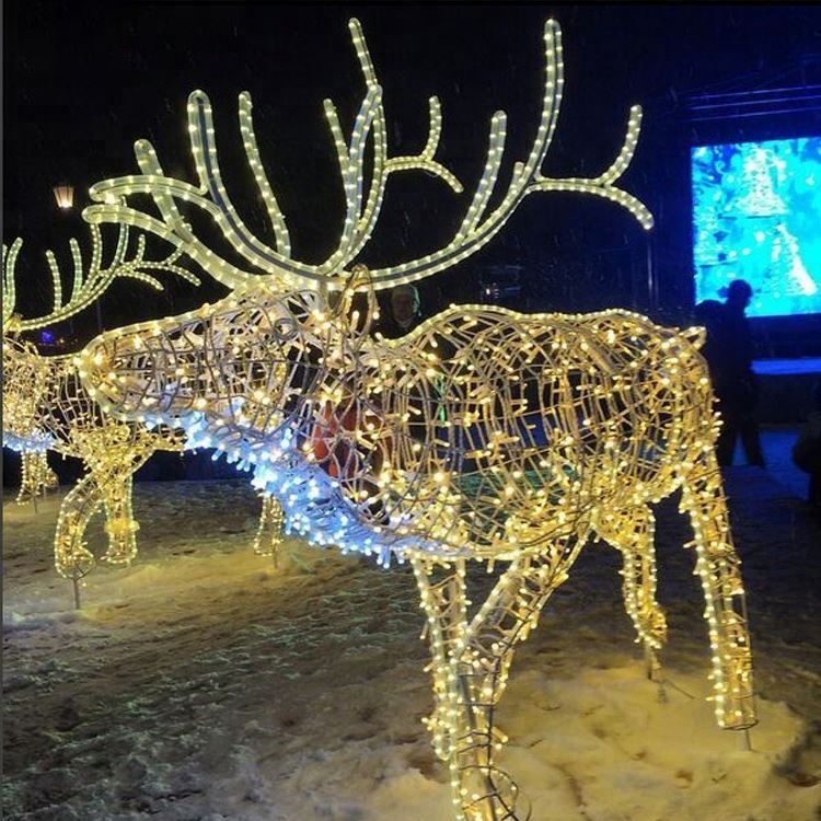 LED наружная скульптура 3D Полярный олень акриловый мотив свет для рождества патио орнамент огни