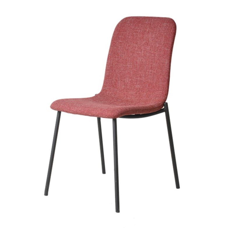 Modern Contracted Fabric Dining Chair With Black Powder Coated Legs For Home Hotel Restaurant Living Room