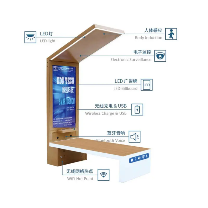 Hot Sale Outdoor Smart Solar LED Lighting Box Advertising Bench