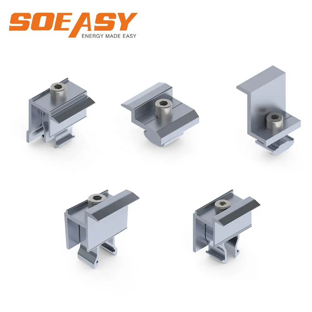 Solar Panel Mounting Clamp SOEASY Aluminum Mount Rack End Frameless Mid Span Clamps For Solar Panel Ground Mounting