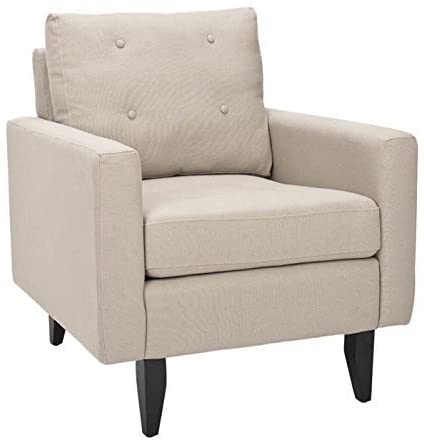 Mid Century Retro Upholstered Accent Armchair with Wood Frame, Large Leisure Chair for Living Room, Bedroom