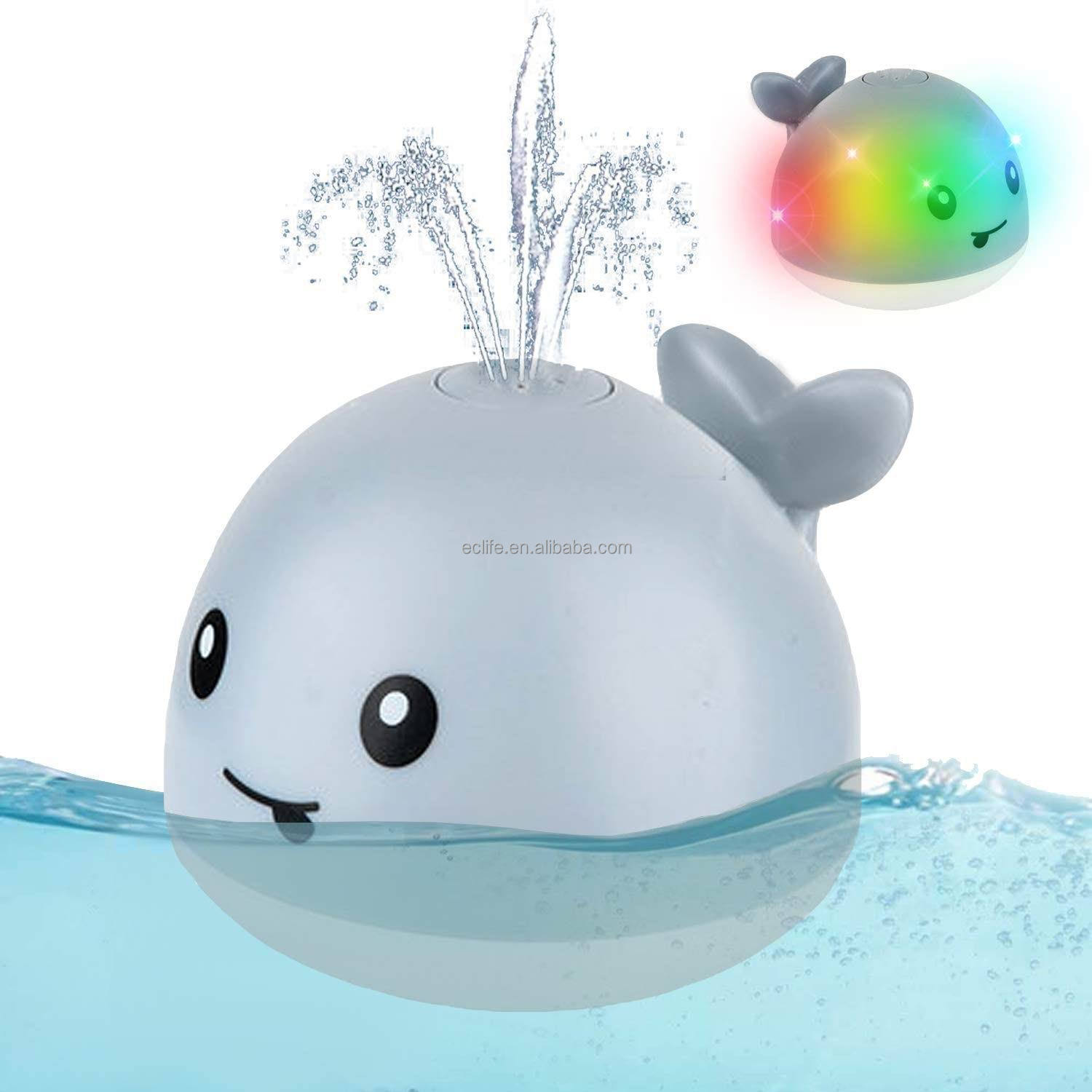 Amazon Summer Light Up Automatic Induction Bathtub Shower Toys Whale Automatic Spray Water Bath Toy