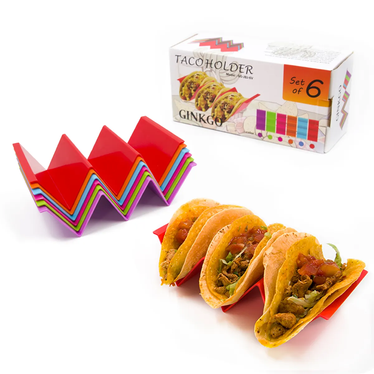 wholesale Food grade plastic taco trays Taco Stand Tray Style, Dishwasher and Microwave oven Available Taco Holder