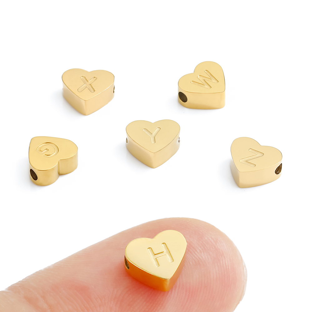 eManco Fashion Charms A-Z Initials Letter Pendant Accessories Bijoux 14K Gold Alphabet Heart Shape Charms for Jewelry Making