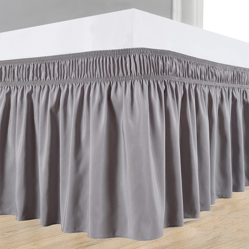 King Queen Full Size Gray Waterproof Hotel Drop Style Home Elastic King Size All Ruffle Wrap Around Bed Skirt Bedskirt