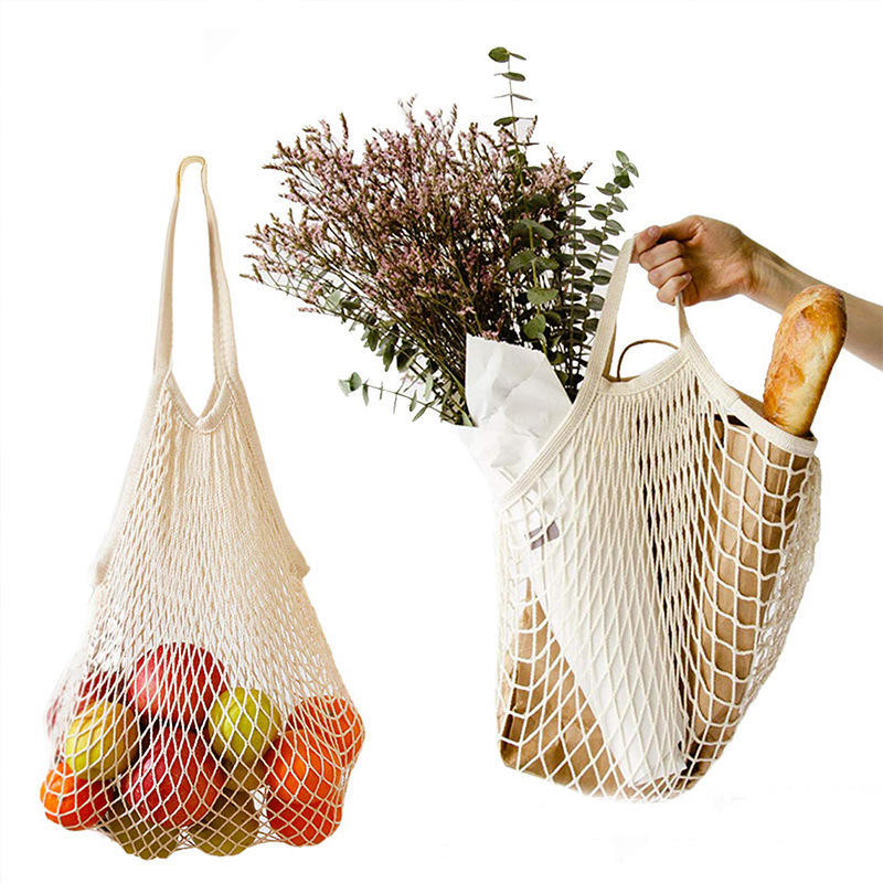 Zero Waste Friendly Organic Cotton Produce Mesh Tote Bag For Reusable Shopping Bag