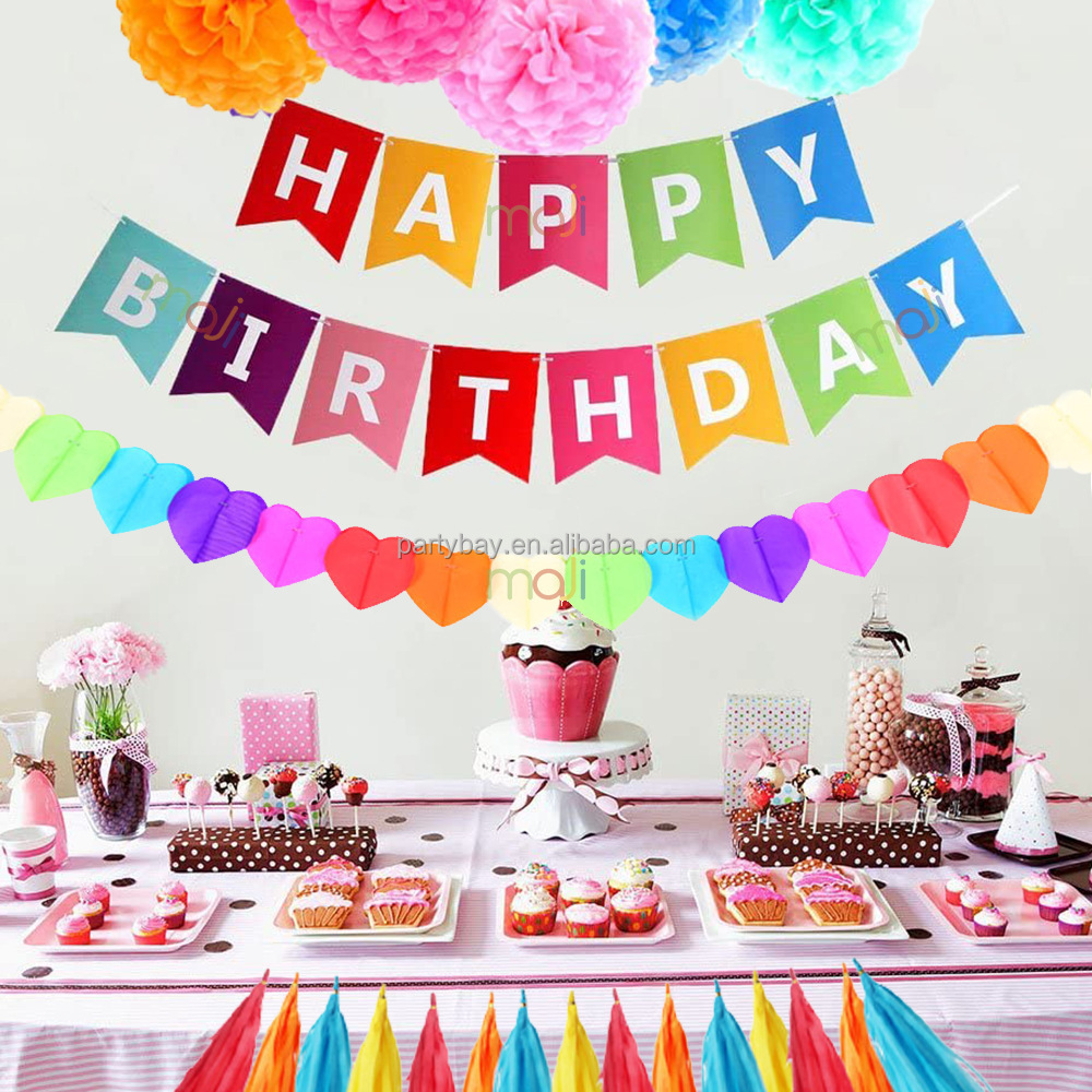 Children Birthday Party Supplies Decoration Rainbow Birthday Banner