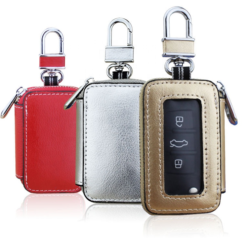 New Arrival 8 Colors Stylish Unisex Cow Leather Car Key Holder With Transparent Window