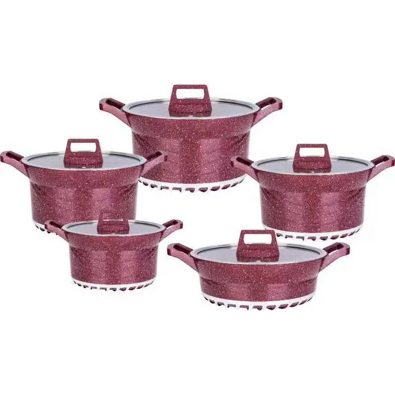 10pcs Light Weight Durable Nonstick Coating Granit Pot Cookware Set