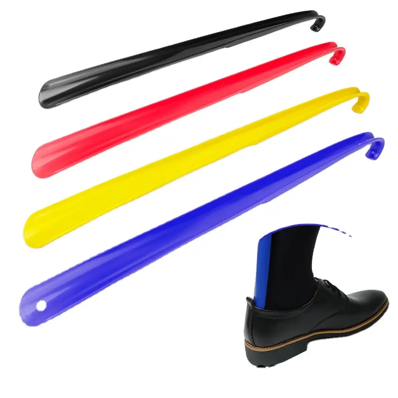 TOPFENG 45CM Length Straight Design Durable PP Plastic Shoehorn with Hang Hold for Kids and Pregnant woman and Elders