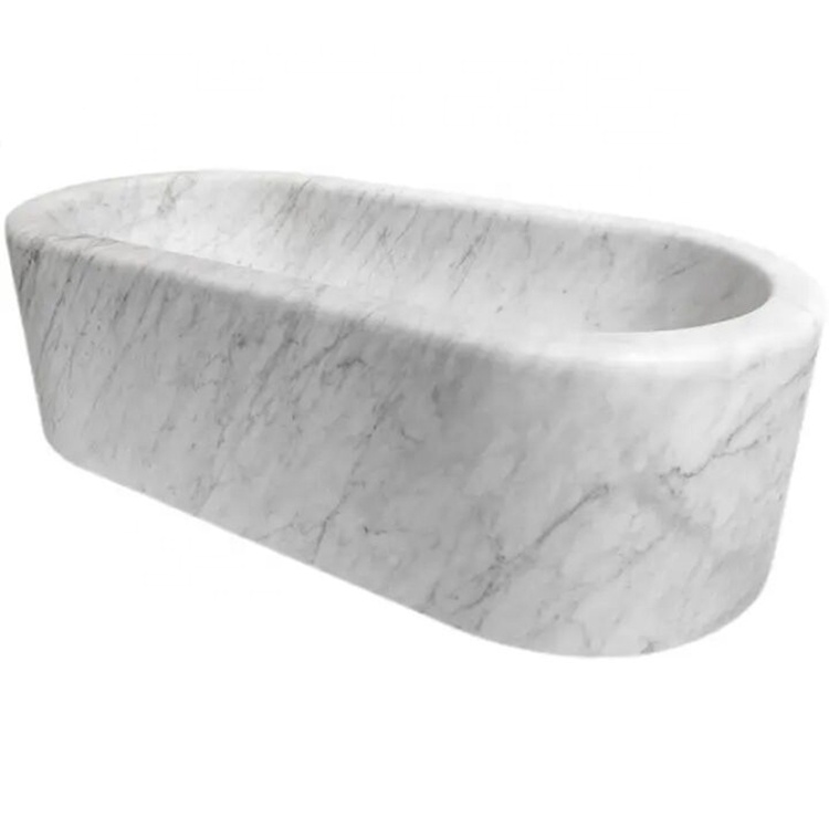 White marble stone bathtub with water fountain antique natural white marble stone bathtub