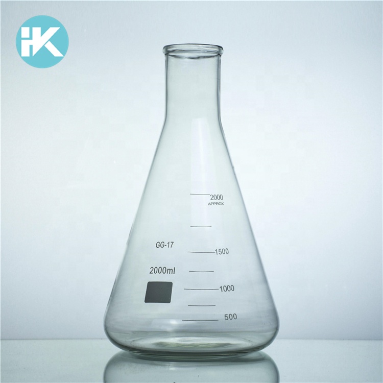 Huke Подгонянный узкий рот 2000ml коническая плоская Нижняя лаборатория erlenmeyer колба