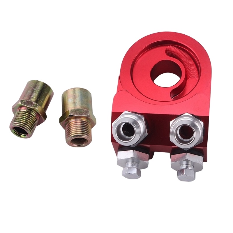 Aluminum AN10 Oil Filter Cooler Sandwich Plate Adapter TURBO WITH Thermostat And FITTING 3/4-16 UNF,M20*1.5