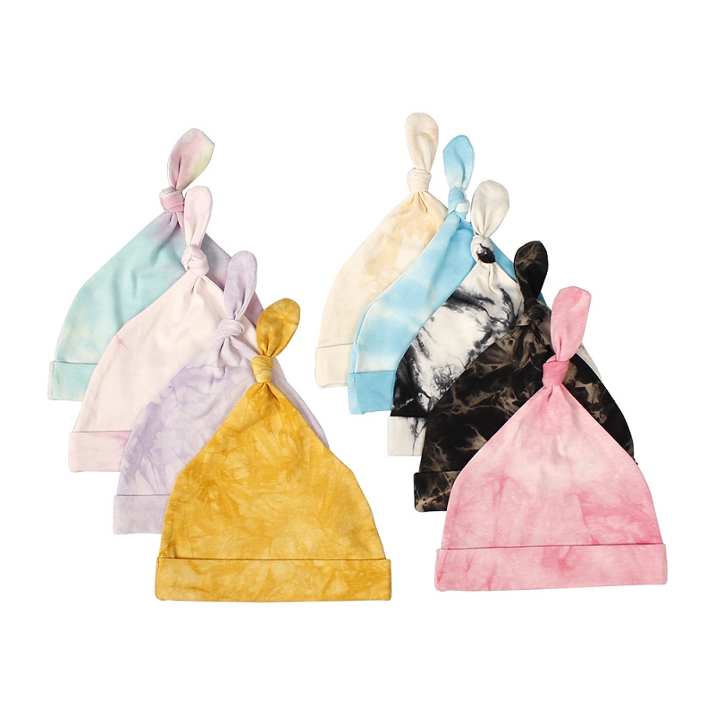 9 Colors New Born Baby Boys and Girls Cotton Hat Knotted Hat Soft Tie Dye beanie Cap M530