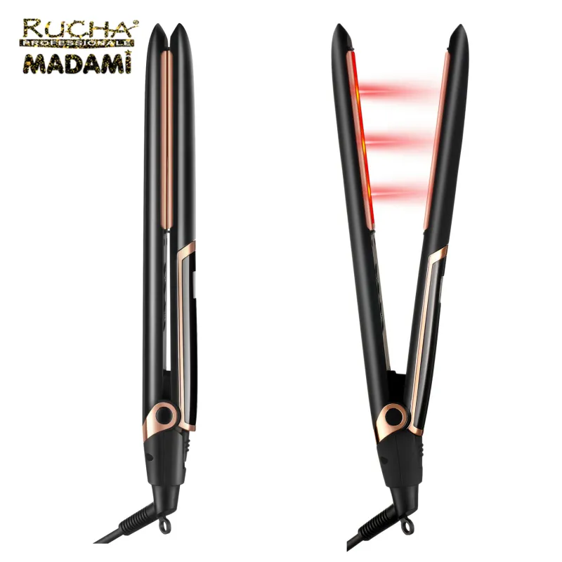 Rucha Beauty Hair Straightener 2 In 1 Infrared Flat Iron Ceramic Hair Curler MCH Heater Fast Heat Amazon Hot sale As Seen On TV